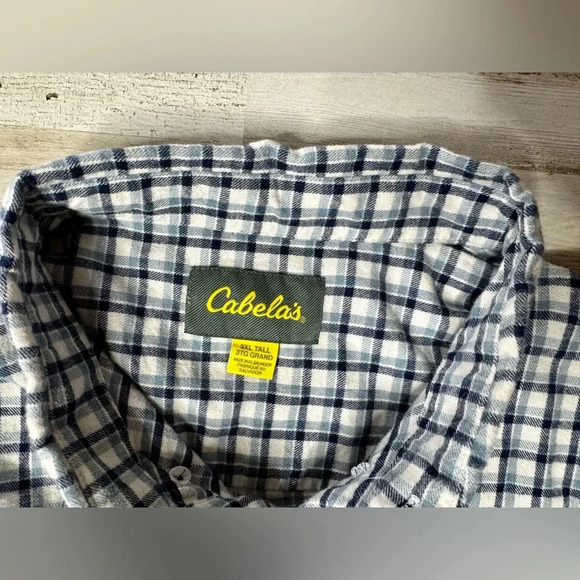 Cabelas Outdoor Gear Long sleeve Button Up Shirt 3XLT Blue Checked - Picture 4 of 13